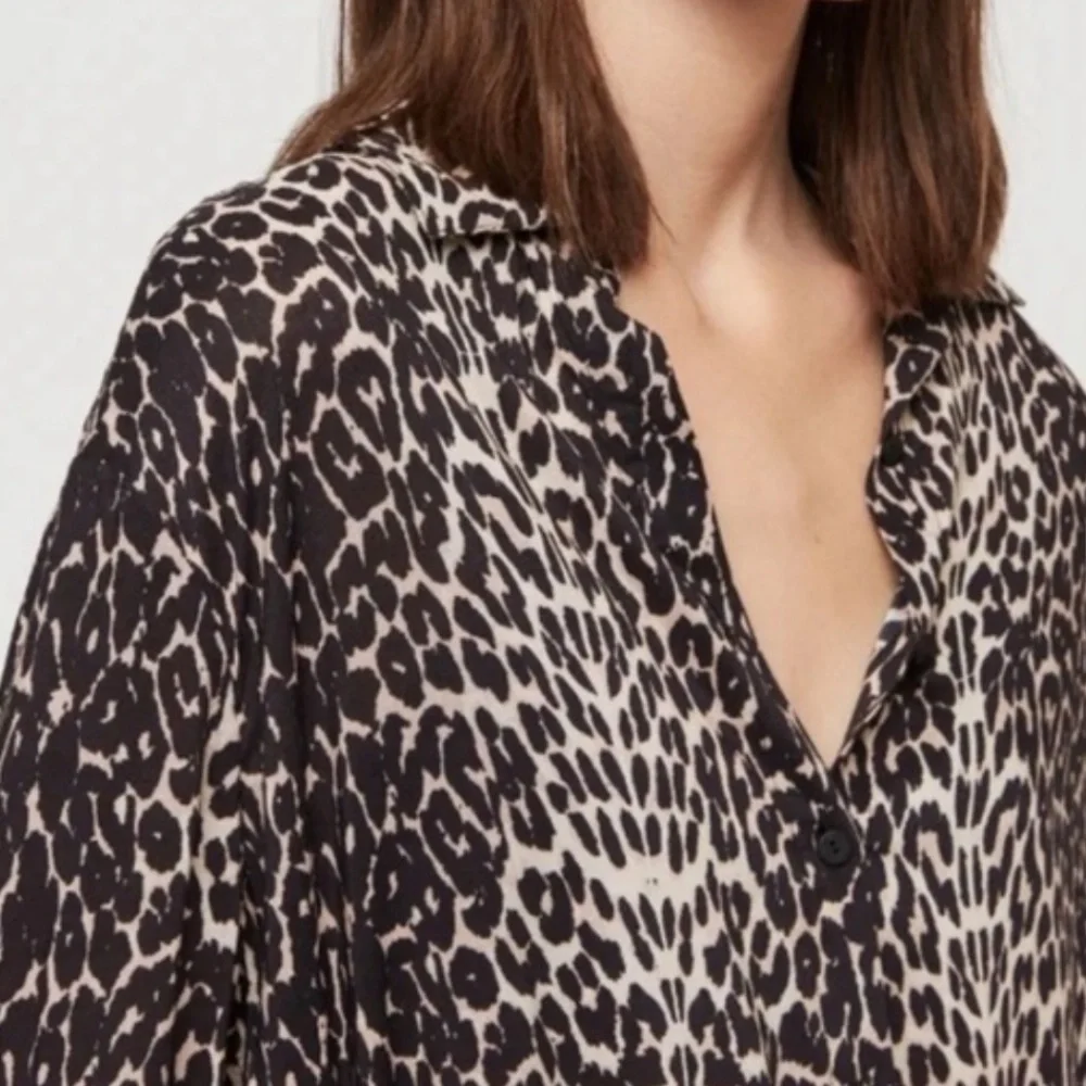 All saints leopard midi dress long sleeve - Picture 8 of 14